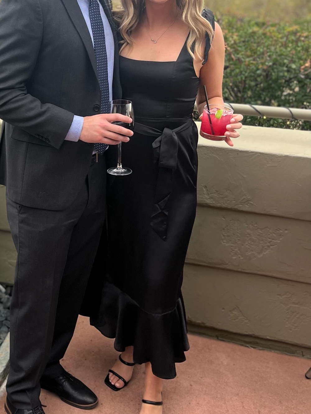 Black Sleeveless Satin Midi Dress